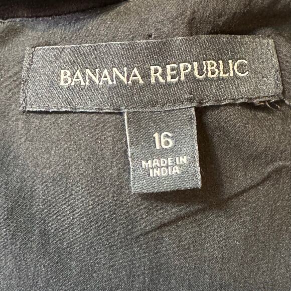 Banana Republic Size 16 Black White Abstract Print Ruffle Front Cascade Dress - Picture 7 of 8